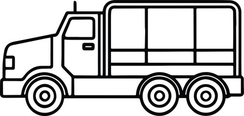Livestock truck outline vector and illustration line art