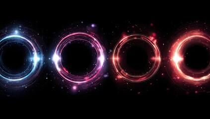 Abstract glowing circles on black background
