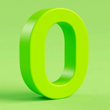 green number 0, 3d, symbol, sign 0