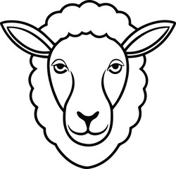 sheep head outline vector and illustration line art
