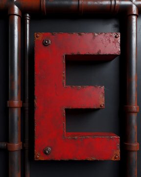 rusty metal sign F, 3d, symbol, sign f