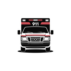 Modern Emergency Services Ambulance Truck Vector Graphic