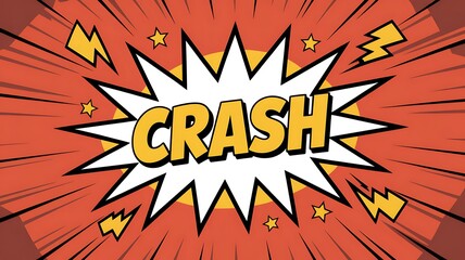 Naklejka premium Dynamic Comic Book Style Explosion with Crash Text and Energetic Rays for Impactful Design