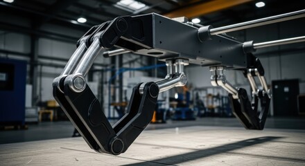 Industrial Robot Arm Metallic Gripper in Factory Environment