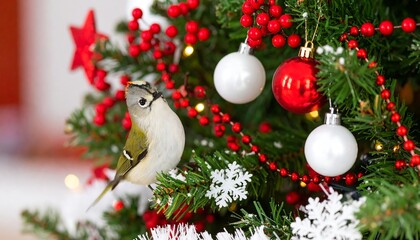 Bird on a Christmas tree
