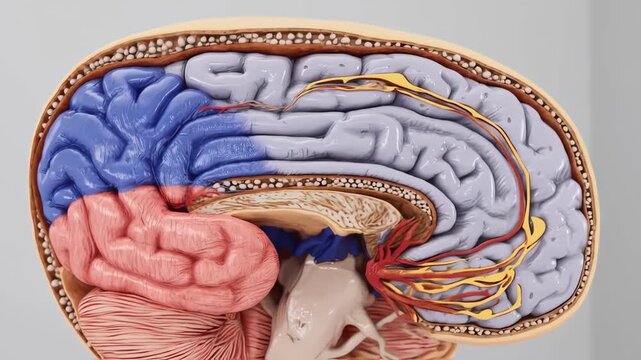 Detailed cross-section of a human brain