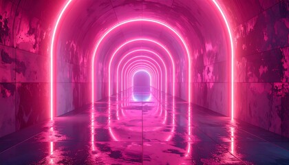 Neon pink arched tunnel