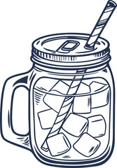 Mason Jar Lemonade Illustration. Fresh Lemonade Jar Design. Summer Lemonade Artwork. Cold Lemonade in Mason Jar Illustration. Refreshing Lemonade Drink Design. Realistic Lemonade Jar Illustration