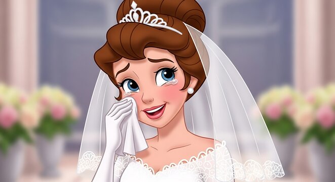 Crying cartoon bride.