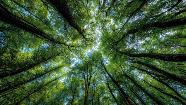 Lush forest canopy viewed from below (5)