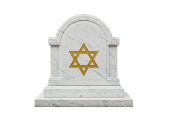 Isolated memorial headstone with a Star of David in marble, remembrance symbol