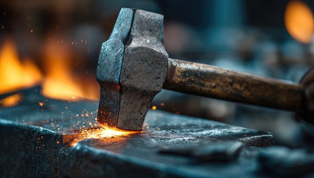 Blacksmith forging metal
