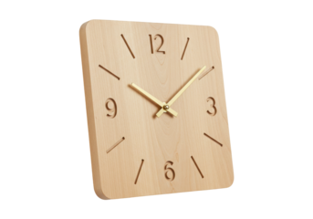 Isolated wall clock showing approximate time showing at quarter past one daylight indoor