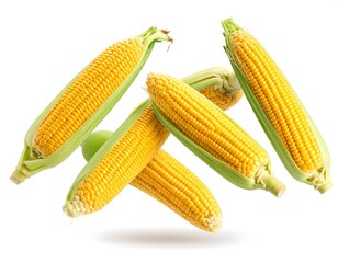 Fresh corn cobs in mid-air (1)