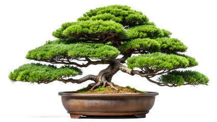 Bonsai tree isolated on transparent background, showcasing the art of miniature landscaping and the serene beauty of nature in a pot
