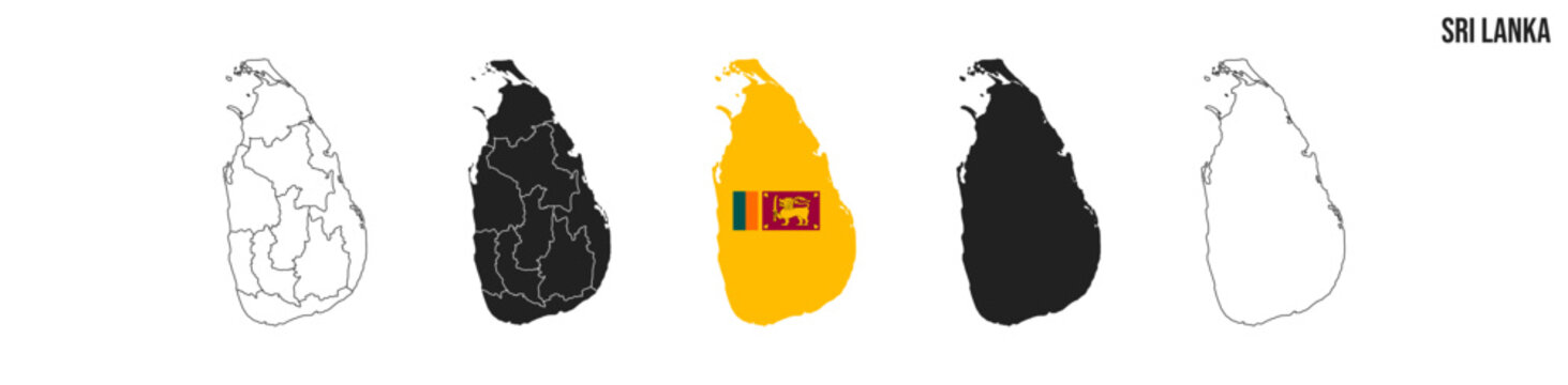 Sri lanka map set. Map of Sri Lanka with flag.  Vector EPS 10