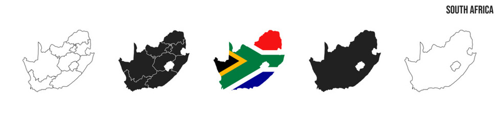 South Africa map set. Map of South Africa   with flag.  Vector EPS 10