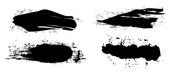 Hand drawn grunge ink brush strokes and lines. Set of vector brush strokes or marker strokes on a transparent background. Vector illustration