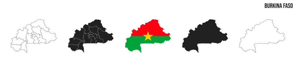 Obraz premium Burkina Faso map set. Map of Burkina Faso with flag. Vector EPS 10
