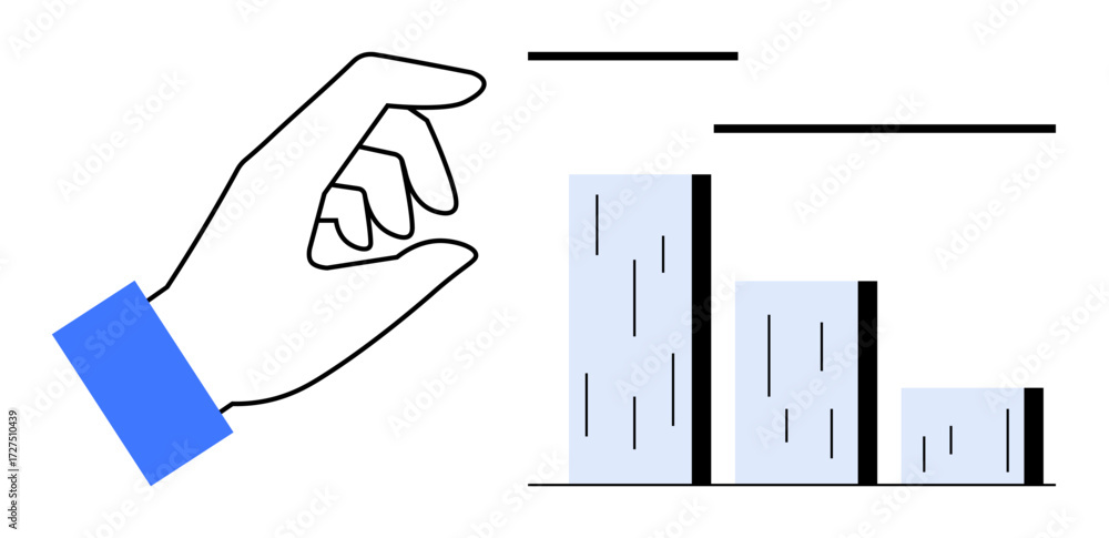 Poster hand manipulating section of bar graph, symbolizing data control, analysis, and progress. ideal for 