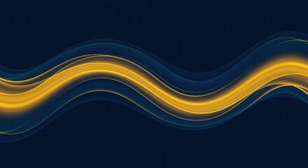 Minimalist abstract waves in blue and golden yellow
