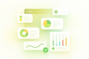 Modern digital interface displaying various financial charts and graphs for business analysis and data visualization