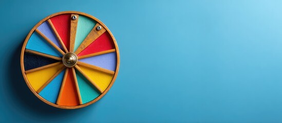 Obraz premium Colorful spinning wheel against a light blue background