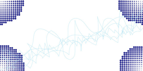 Abstract Digital Wave Pattern with Halftone Dotted Corners on White Background