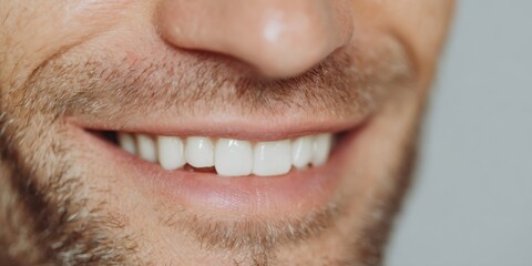 Fototapeta premium Man with a smile on his face and a white tooth
