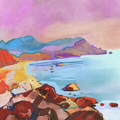 watercolor painting landscape