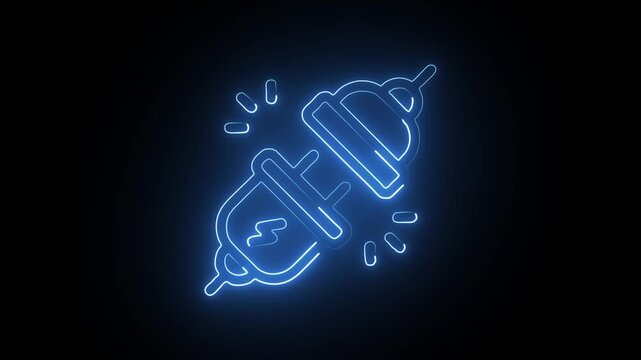 Glowing Neon Power Socket Icon Isolated on Black Background. HD Video Motion Graphic Animation