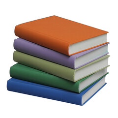 Stack of colorful books isolated on transparent background, perfect for education, reading, or librarythemed designs and creative projects