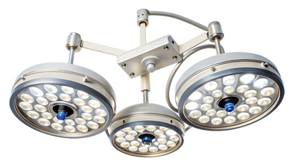 Surgical light isolated on transparent background operating room lamp with multiple reflectors for illumination during medical procedures and surgeries