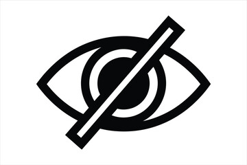 Illustration of an eye with a line through it, representing privacy, hidden, or restricted access, often used in security and user interface design