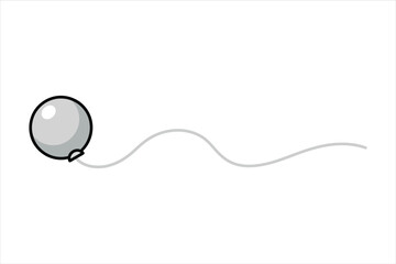 Vector art of a single gray balloon with a string, floating gently in the air, creating a sense of lightness, joy, and celebration for any occasion