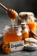Homemade Natural Country Honey with Organic Sign