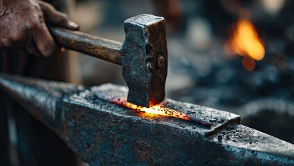 A blacksmith shapes hot metal