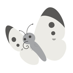かわいいモンシロチョウが飛んでいるイラスト