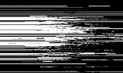 Abstract black and white horizontal lines with digital distortion