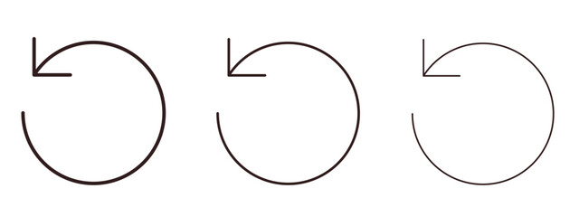 Undo icons in thin line symbols with editable strokes