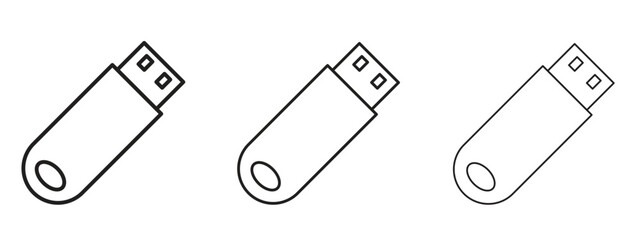USB pendrive icons in thin line symbols with editable strokes