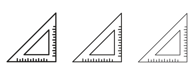 Triangle ruler icons in thin line symbols with editable strokes
