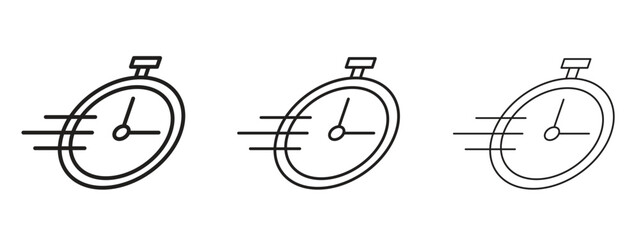 Time fast icons in thin line symbols with editable strokes