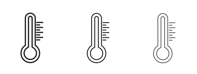 Thermometer half icons in thin line symbols with editable strokes