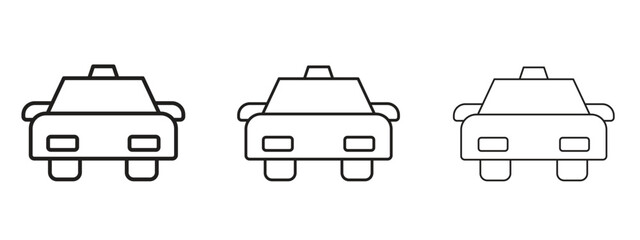 Taxi icons in thin line symbols with editable strokes