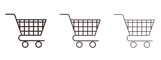 Shopping icons in thin line symbols with editable strokes