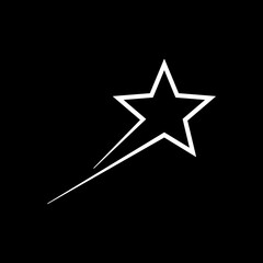 White Shooting Star Vector on a Black Background, Stylized with Sparkles and Light Trails, Celestial, Cosmic, and Fantasy-Themed Design
