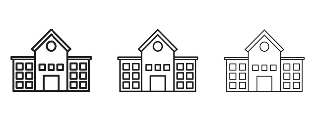 school icons in thin line symbols with editable strokes