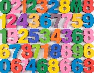 Colorful numbers arranged in a grid pattern