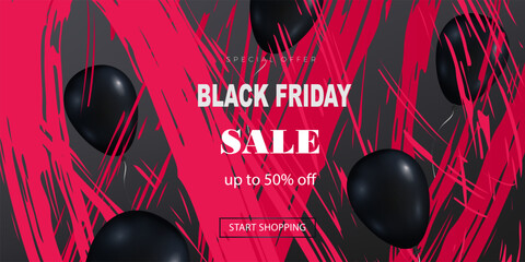 Black Friday banner. Modern abstract background. Illustration with bold and expressive brush strokes in a modern ink style. Perfect for posters, album covers, advertising, and print.